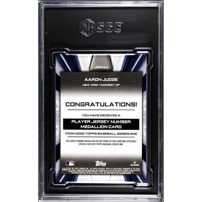2022 Aaron Judge* #JNM-AJ - Topps Commemorative Jersey 99 Medallion Card - SGC 7