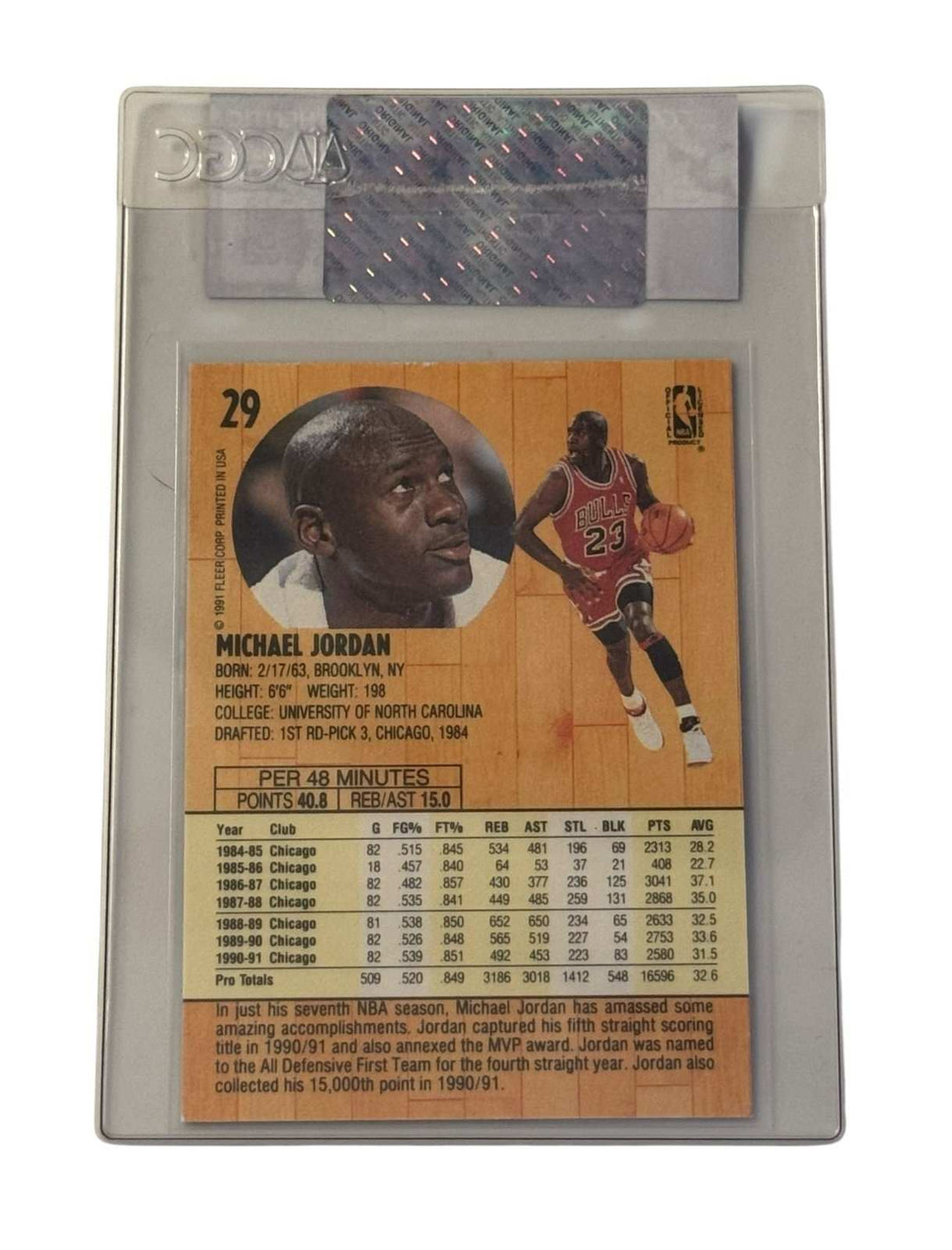 Michael Jordan Fleer 1991-92 Fleer Michael Jordan 29 CGC Certified Authentic Chicago Bulls NBA Legend