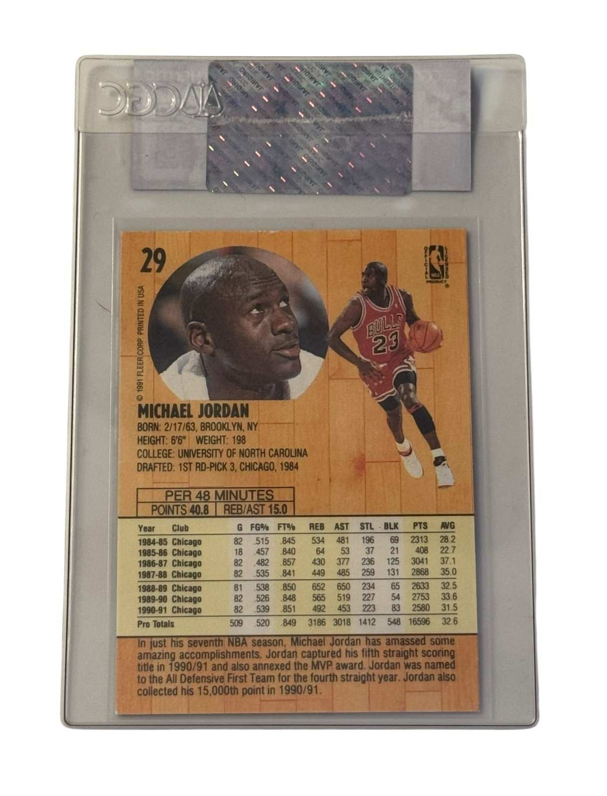 1991-92 Fleer Michael Jordan #29 CGC Certified Authentic basketball card in tamper-evident sleeve
