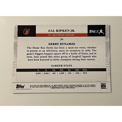 CAL RIPKEN JR Topps X Card #38 Curated Set Derby Dynamos - MLB Baltimore Orioles
