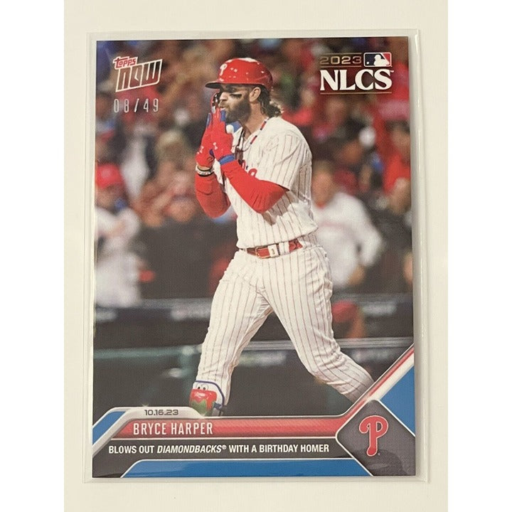 2023 Topps NOW Bryce Harper* 8/49 Red Parallel Card #1008 SSP Phillies NLCS Card
