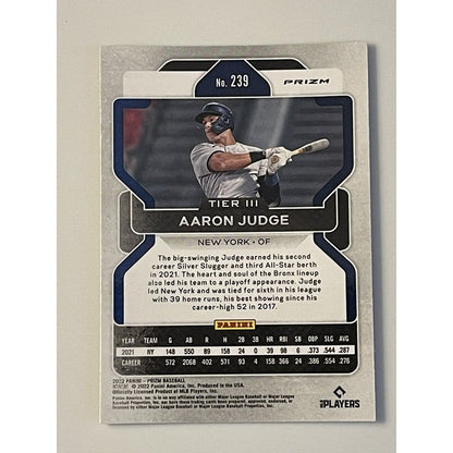 Aaron Judge* - 2022 Panini WHITE WAVE PRIZM Refractor* #239 NY Yankees ALL RISE!