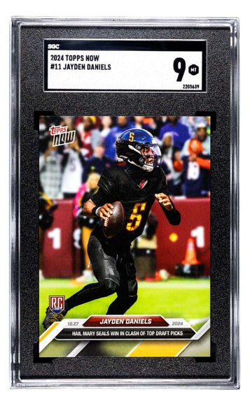 Jayden Daniels RC 2024 Topps NOW Rookie Card graded SGC 9 in protective case