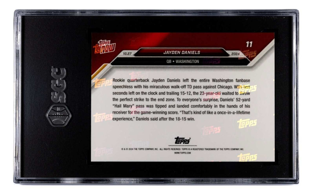 Jayden Daniels RC 2024 Topps NOW Rookie Card graded SGC 9 in protective case