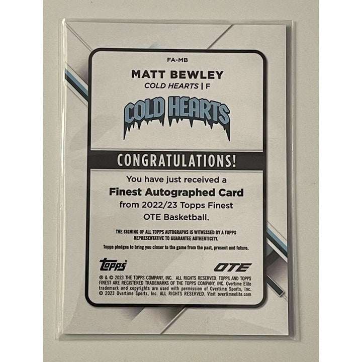 2022-23 Topps Finest OTE Matt Bewley autographed refractor basketball card