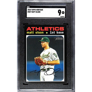 Matt Olson 2020 Topps Heritage Baseball Card #407 MLB A’s/Atlanta Braves - SGC 9