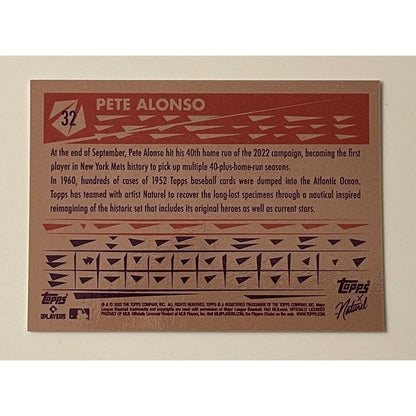 2022 Topps X 1952 - Naturel Pete Alonso - Card #32 - MLB New York Mets Baseball