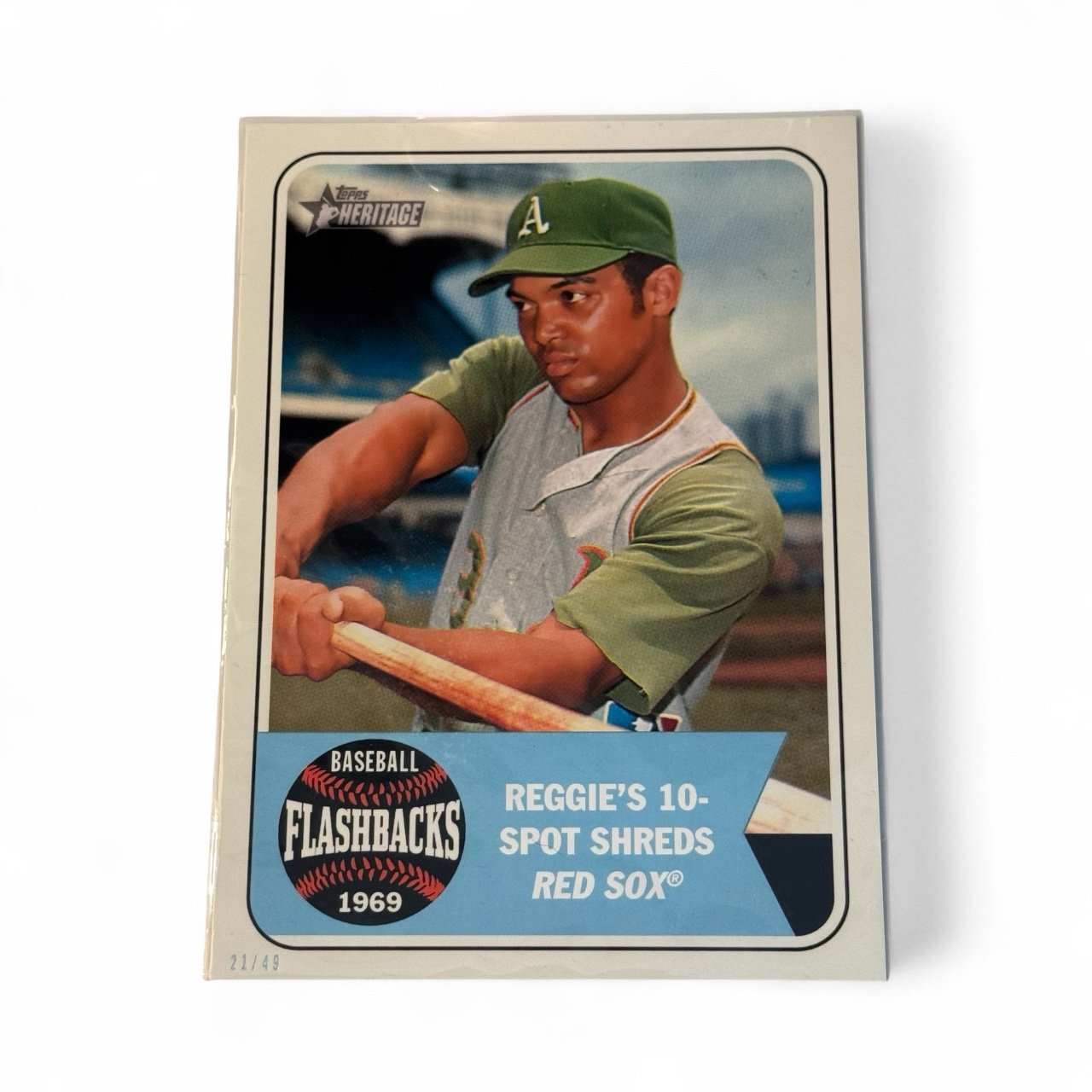 /49 OVERSIZED* 2018 Topps Heritage Reggie Jackson FB #BF-RJ 1969 MLB A's/Red Sox