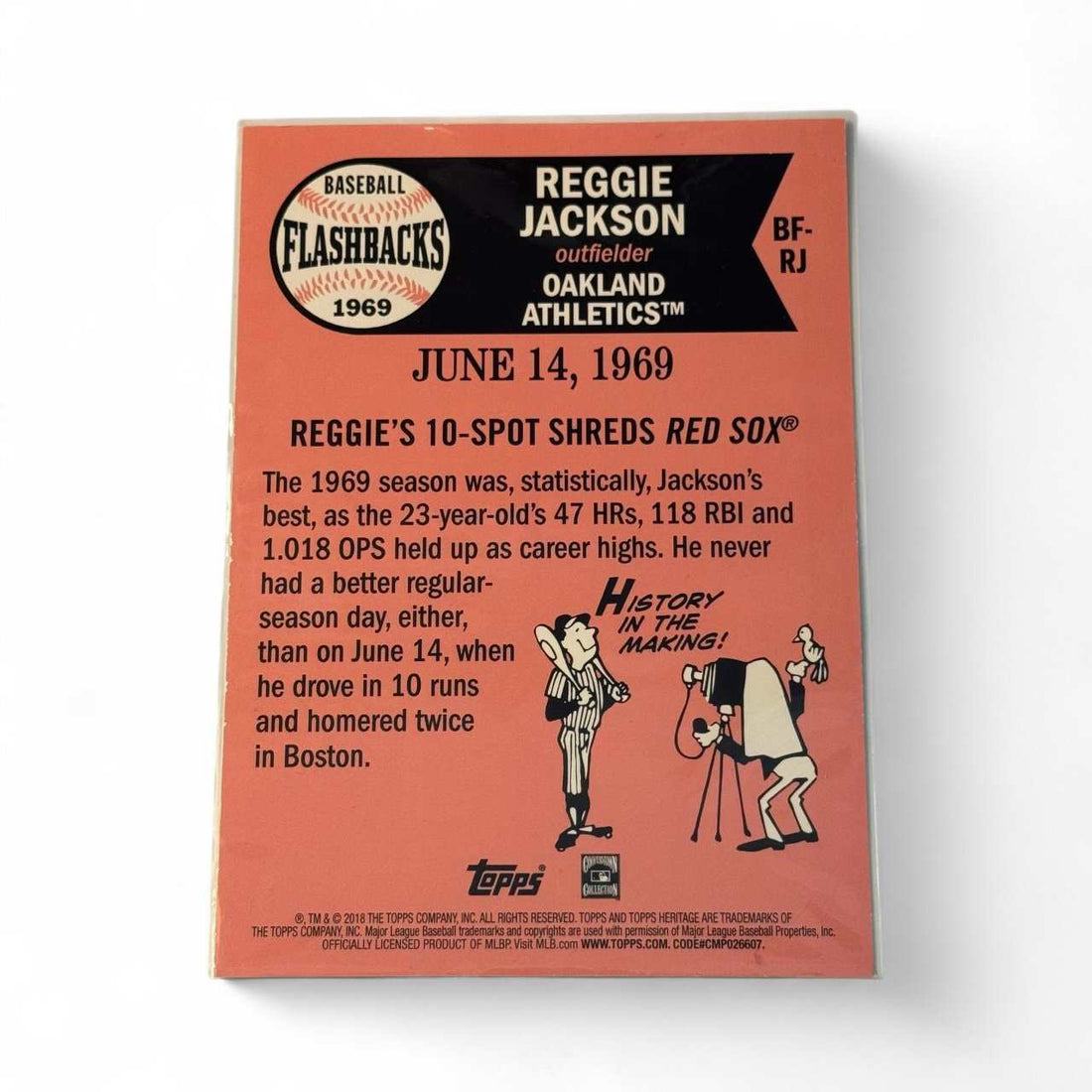 2018 Topps Heritage Reggie Jackson 1969 MLB A's Red Sox oversized baseball card