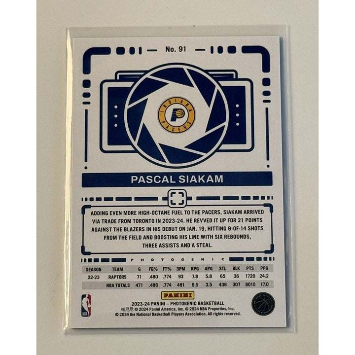 Pascal Siakam Panini Pascal Siakam 2023-24 Panini PhotoGenic NBA Indiana Pacers Basketball Card 91
