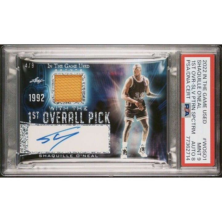 2022 Leaf In The Game Used Shaquille O’Neal* Spectrum Auto 4/9 NBA Jersey PSA 9*