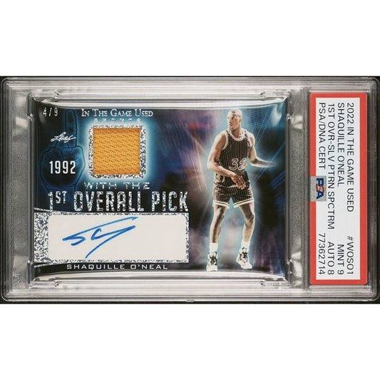 2022 Leaf In The Game Used Shaquille O’Neal* Spectrum Auto 4/9 NBA Jersey PSA 9*