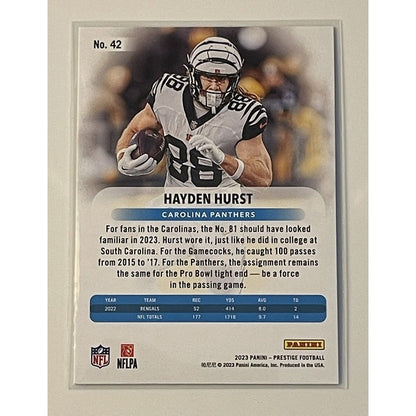 Hayden Hurst* 2023 Panini Prestige Hyper Xtra Points - NFL Carolina Panthers #42