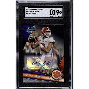2023 Bowman Chrome U Cade Klubnik RC* Autograph NCAA Clemson Tigers #33 - SGC  9