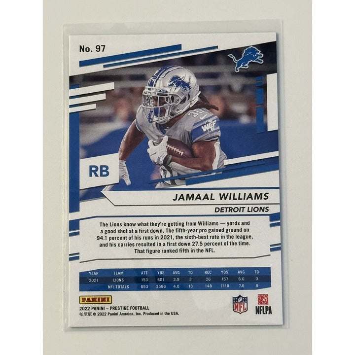 2022 Panini Prestige Jamaal Williams Detroit Lions football card #97 in near-mint condition