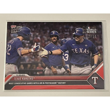 Texas Rangers* 2/10 Most Consecutive Games W/ HR 2023 MLB TOPPS NOW - Card 1065*