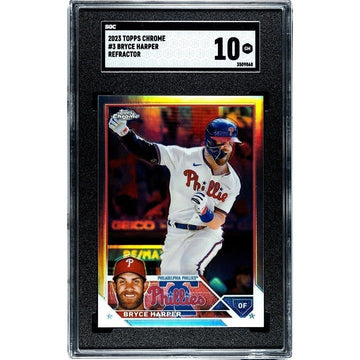 2023 Topps Chrome Bryce Harper* Card #3 Refractor Philadelphia Phillies - SGC 10