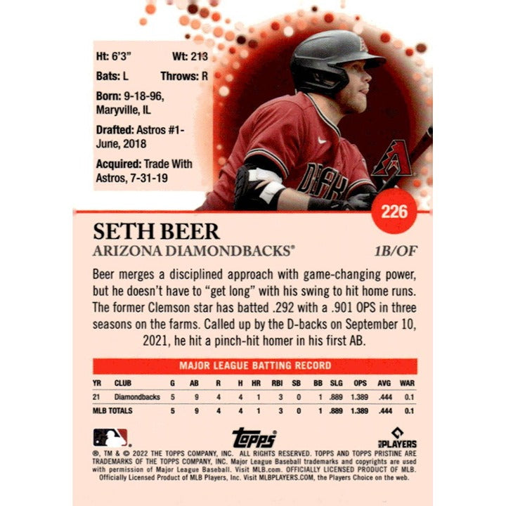 2022 Topps Pristine Seth Beer RC MLB Pittsburgh Pirates Baseball Rookie Card 226