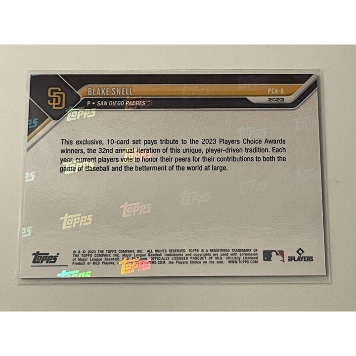 Blake Snell 2023 Topps NOW PCA Blue Card #PCA-8 NL Pitcher of the Year - Padres*
