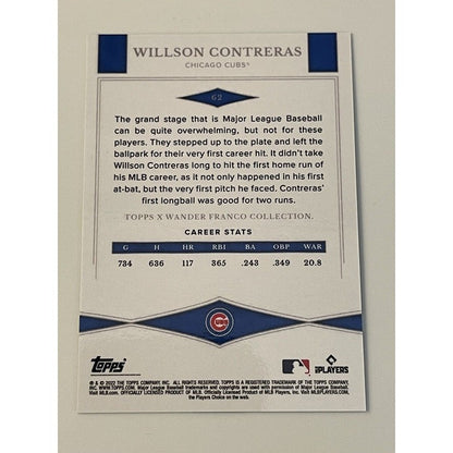 Wilson Contreras 2022 Topps X Wander Franco Collection Card #62 MLB Chicago Cubs