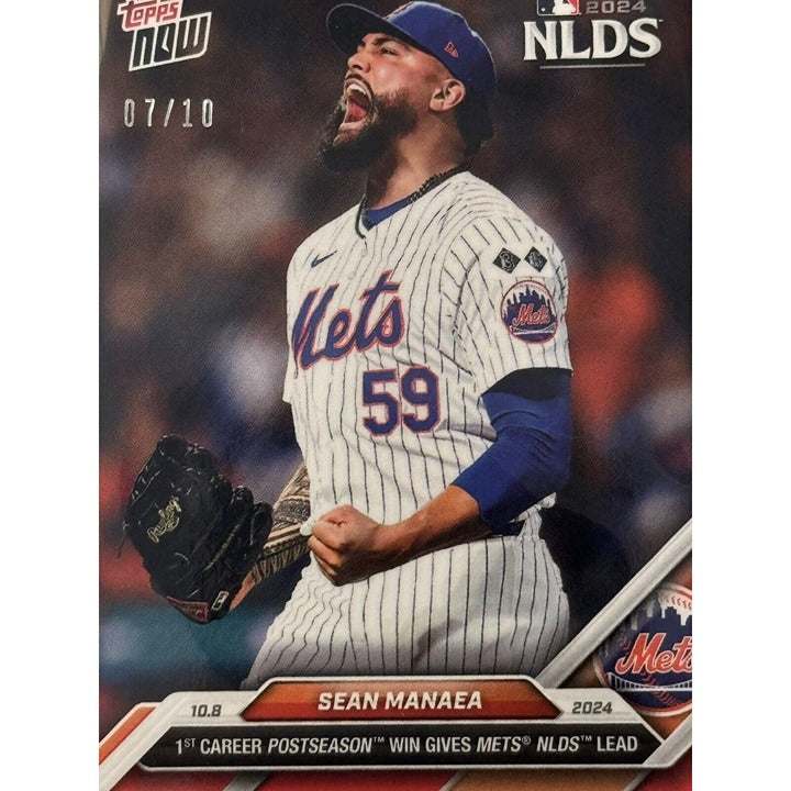 Sean Manaea 7/10 limited edition 2024 Topps NOW Mets postseason win baseball card