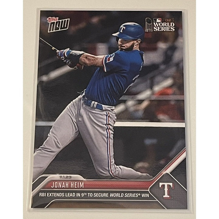 2023 MLB Topps Now Jonah Heim Texas Rangers Win World Series Champs - Card #1075