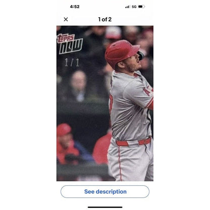1/1* Mike Trout Low Pop! 2024 Topps Now LA Angels Opening Day HR Card 6 PR 1550*