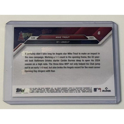 1/1* Mike Trout Low Pop! 2024 Topps Now LA Angels Opening Day HR Card 6 PR 1550*