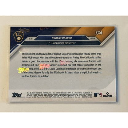Robert Gasser RC 20/25 2024 MLB TOPPS NOW 1st WIN DEBUT #174 Mil Brewers IN HAND