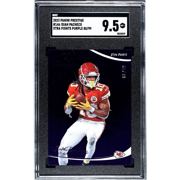 80/99* 2023 Prestige Isiah Pacheco Premium Xtra Points NFL Chiefs #146 - SGC 9.5