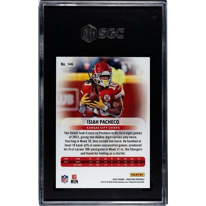 2023 Panini Prestige Isiah Pacheco Chiefs Xtra Points NFL trading card graded SGC 9.5