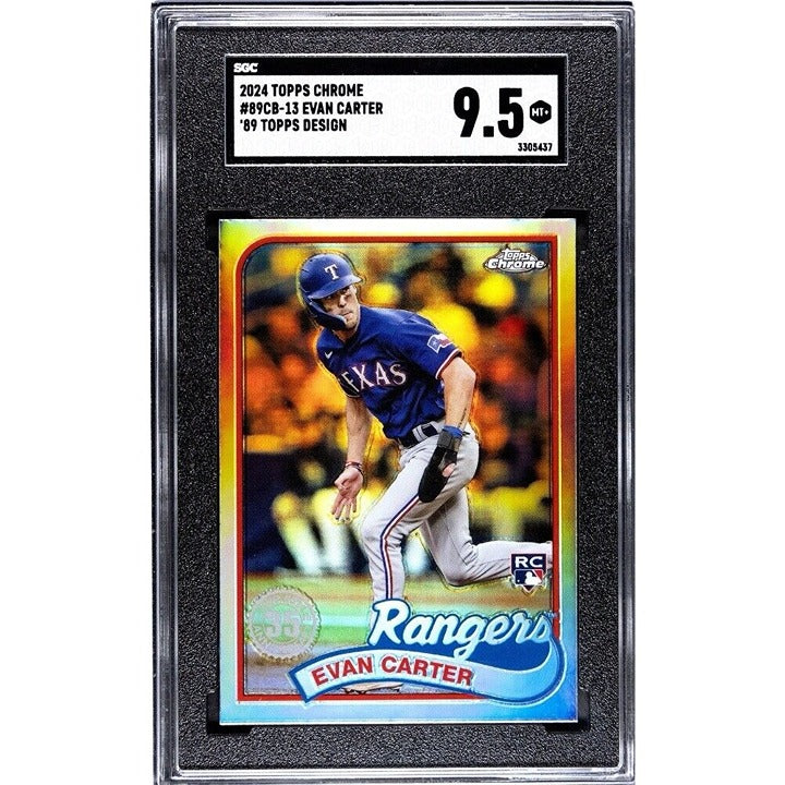 2024 Topps Chrome Evan Carter RC* 89 Throwback Refractor 89CB-13 Rangers SGC 9.5