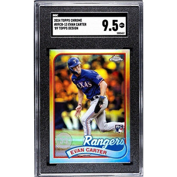 2024 Topps Chrome Evan Carter RC* 89 Throwback Refractor 89CB-13 Rangers SGC 9.5
