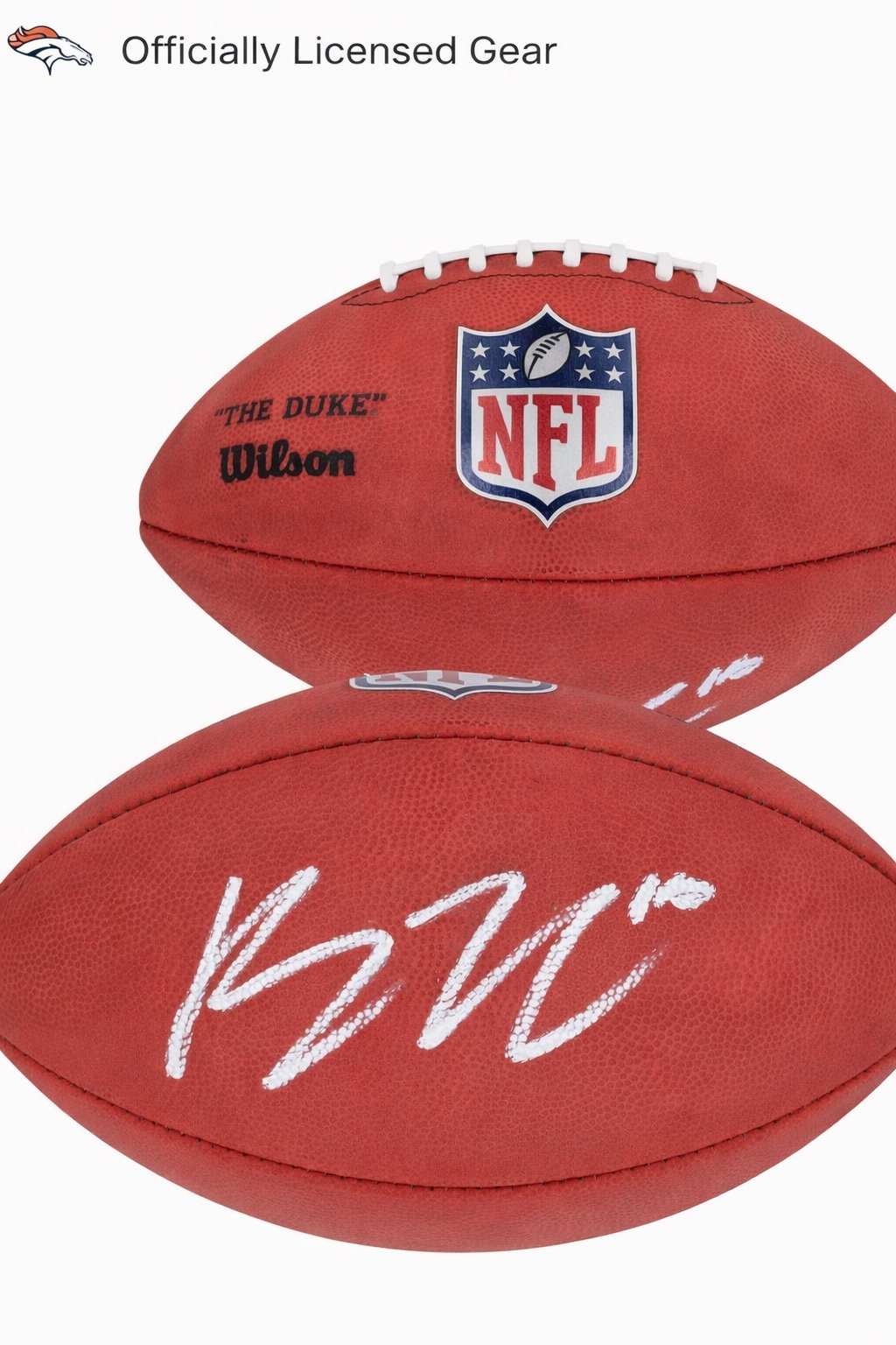 Bo Nix RC signed Wilson Duke NFL football Denver Broncos Fanatics Authentic