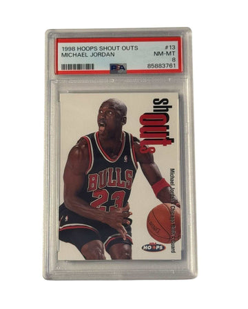 1998 Hoops Shout Outs Michael Jordan PSA 8 Chicago Bulls basketball card