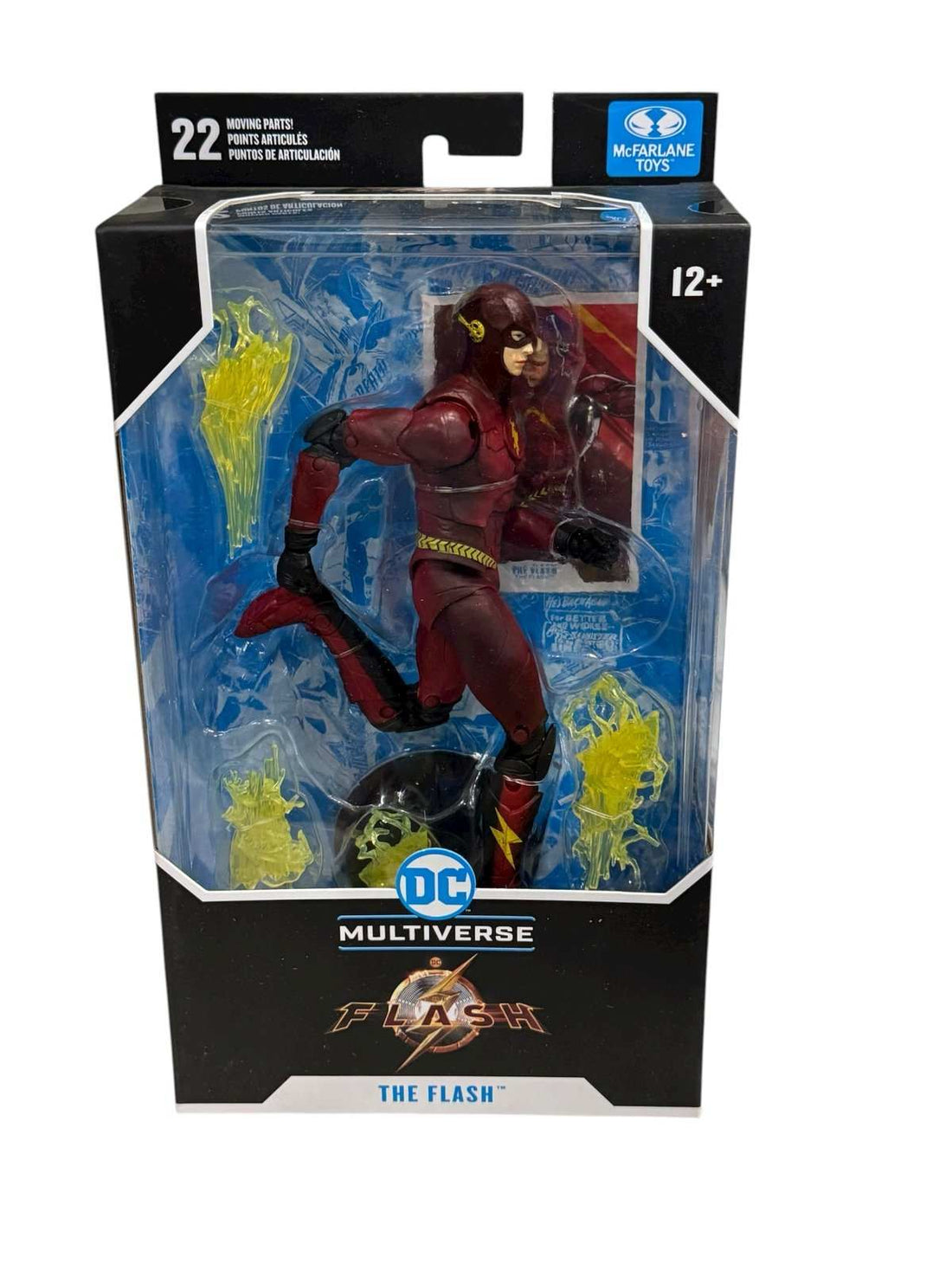 McFarlane DC Multiverse The Flash Movie 7 inch action figure with lightning bolt accessories in sealed packaging
