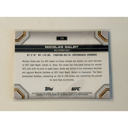 Nicolas Dalby Prizm Refractor UFC 2024 Topps Chrome Welterweight UFC Debut #149