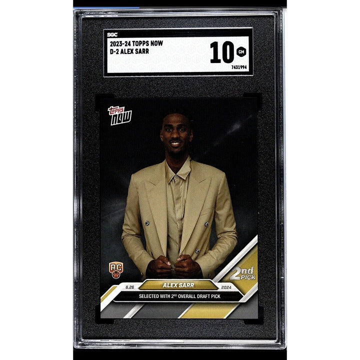 Alexandre Sarr RC* - 2024 Topps Now NBA Draft 2nd Pick D-2 - NBA Wizards SGC 10*