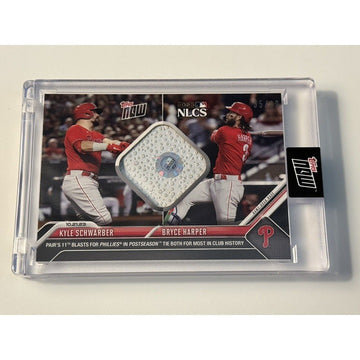 Game-used Base Relic 35/99 Kyle Schwarber/Bryce Harper - 2023 Topps Now* IN HAND