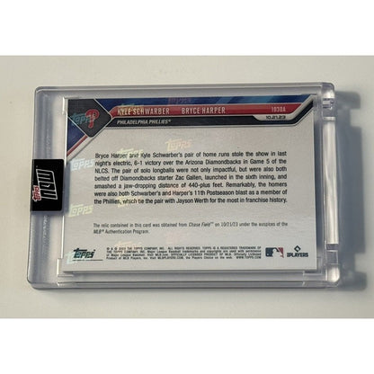 Game-used Base Relic 35/99 Kyle Schwarber/Bryce Harper - 2023 Topps Now* IN HAND