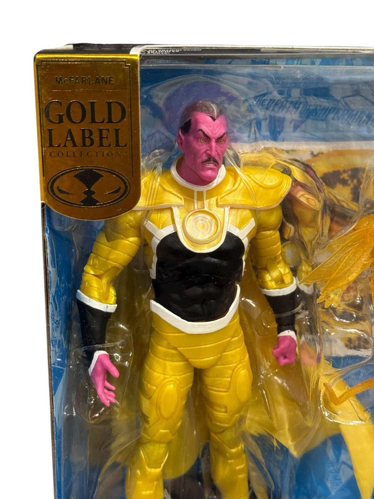 Gold Label McFarlane DC Multiverse Sinestro Parallax 7-inch action figure in yellow and black costume with energy constructs and display base