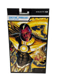 Gold Label McFarlane Sinestro Parallax 7-inch action figure in packaging with yellow energy effects and display base
