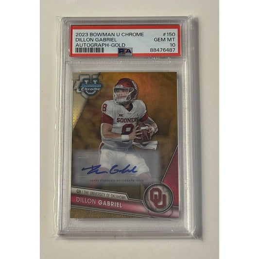 DILLON GABRIEL GOLD RC Auto 2023 Bowman Chrome University REFRACTOR Ducks PSA 10