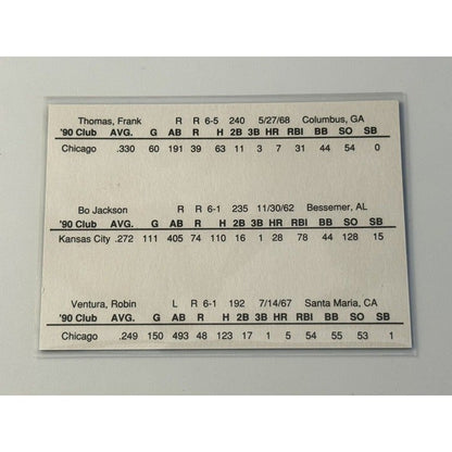 Frank Thomas Bo Jackson Robin Ventura - MLB AL Chicago White Sox Superstars - EX