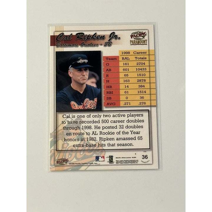 Cal Ripken Jr 1999 Pacific Paramount baseball card #36 Baltimore Orioles vintage collectible