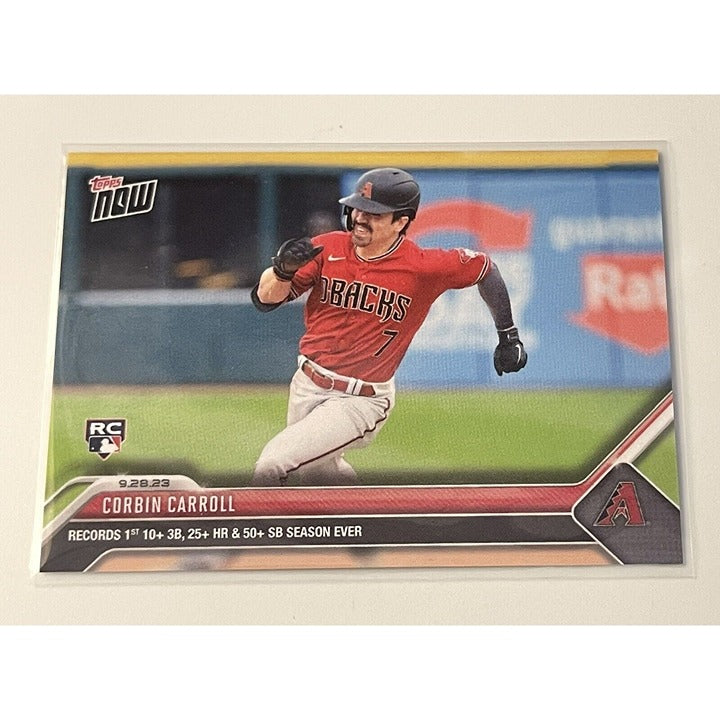 2023 Topps NOW #933 Corbin Carroll RC Record 1st 10+ 3B 25+ HR 50 SB Season Ever