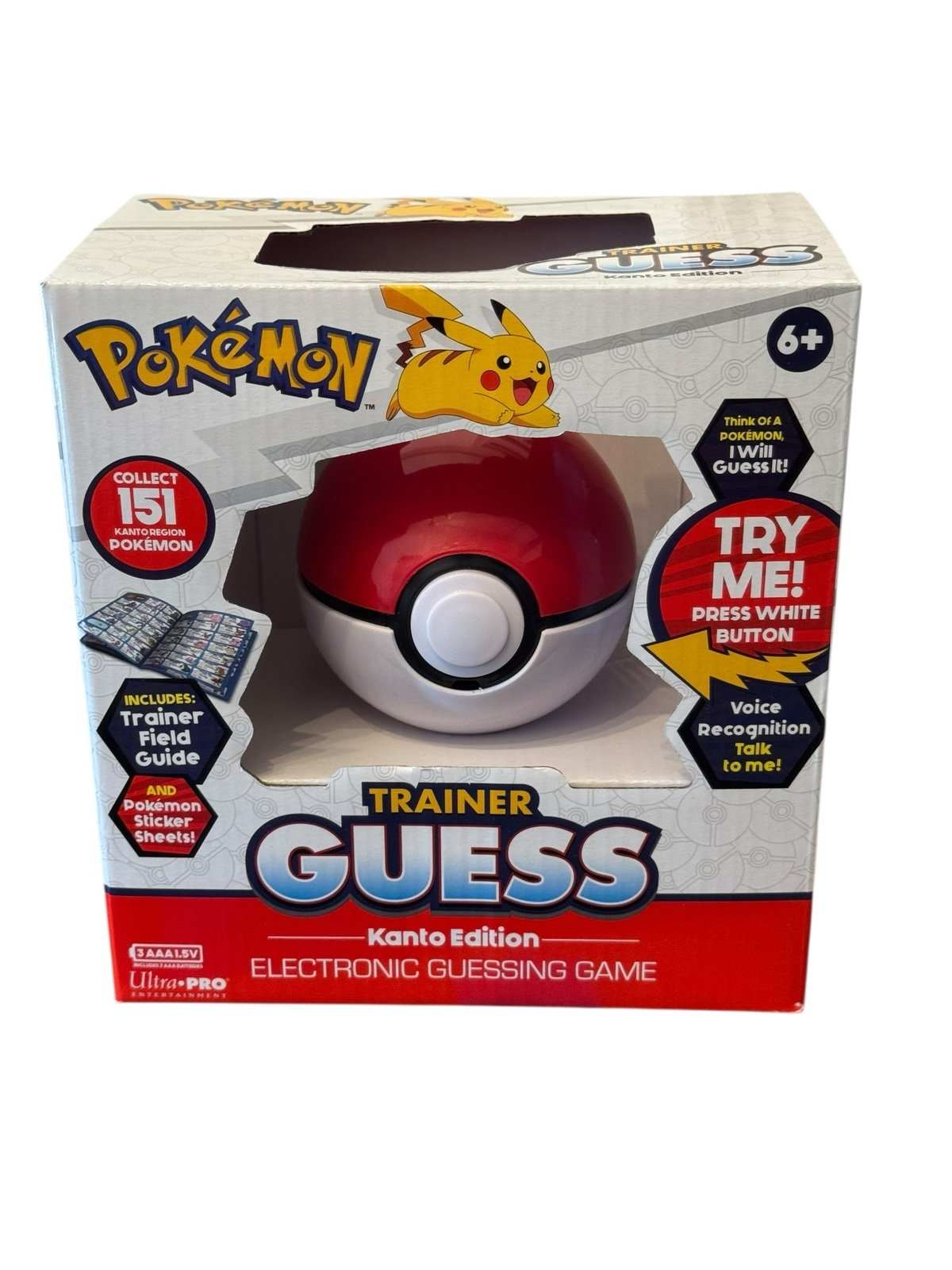 Pokemon Trainer Guess Kanto Edition electronic guessing game with Pokeball and original 151 Pokemon features voice recognition and Trainer Field Guide