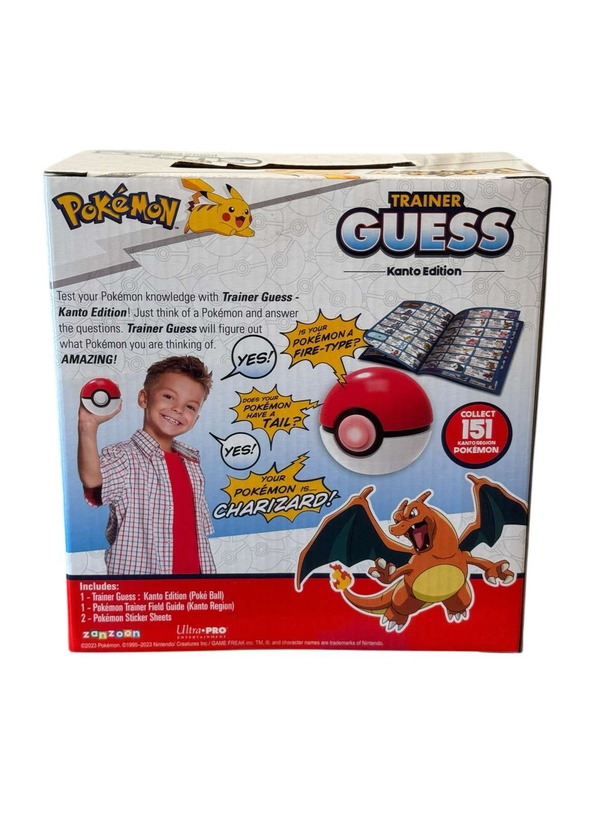 Pokemon Trainer Guess Kanto Edition electronic game with Poké Ball and original 151 Pokémon for interactive play and collection