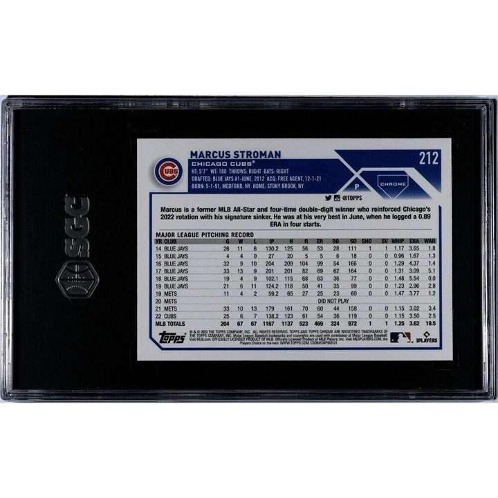 2023 Topps Chrome Marcus Stroman Sepia Refractor trading card Chicago Cubs SGC 8 graded