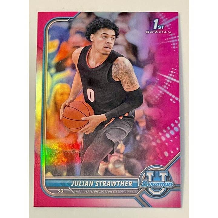 2021-22 Bowman University Julian Strawther RC Refractor basketball card #43